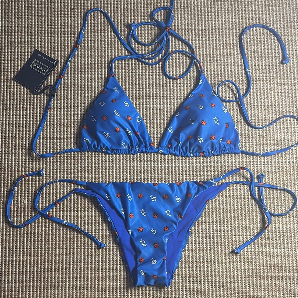 FEFE Blue coccinelle print bikini Set